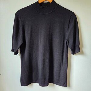 EUC COLDWATER CREEK BLACK MOCK NECK SOFT SWEATER TOP SIZE M 10-12